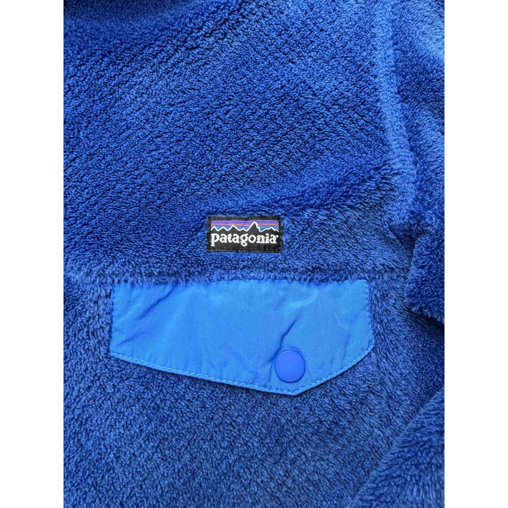 Patagonia Fleece Jacket Kids XL 14 Blue Snap Pullover Pocket Warm Winter Outdoor - Picture 2 of 12